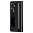 Etui skórzane do Samsung Galaxy Z Fold7 5G, z podstawką, szkłem i rysikiem, czarne
