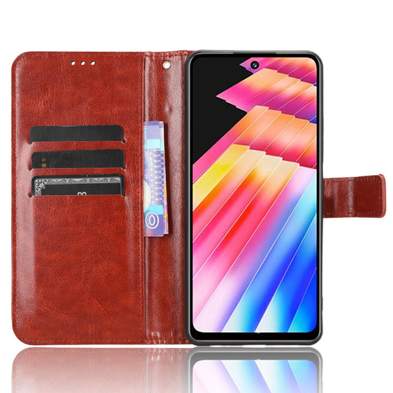 Etui z klapką do Infinix Hot 30, Crazy Horse Wallet, brązowe