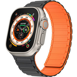 Pasek Silikonowy do Apple Watch 1/2/3/4/5/6/7/8/9/10/11/SE Ultra 1/2/3 42/44/45/46/49mm, Czarny/Pomarańczowy