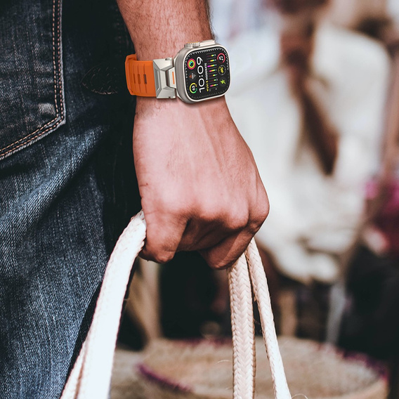 Pasek do Apple Watch 1/2/3/4/5/6/7/8/9/10/11/SE Ultra 1/2/3 42/44/45/46/49mm, Pomarańczowy