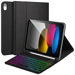 Etui z podświetlaną klawiaturą bluetooth do iPad 11" 2025 A16 (11 gen.) / iPad 10.9" 2022 (10 gen.), czarne