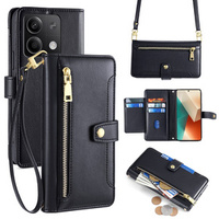 Etui z klapką do Xiaomi Redmi Note 13 5G, Wallet Zipper Pocket, czarne