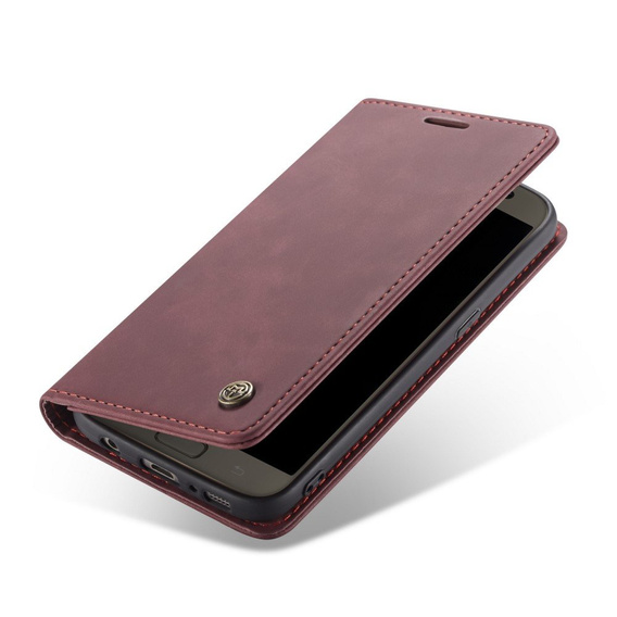 Etui CASEME do Samsung Galaxy S7, Leather Wallet Case, bordowe