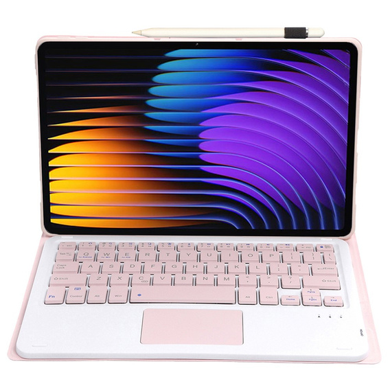 Etui z klawiaturą do Xiaomi Pad 7 / 7 Pro, TouchPad, różowe