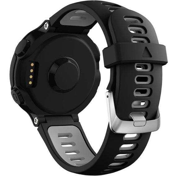 Pasek Silikonowy do Garmin Forerunner 220/230/235/620/630/735/735XT, Czarny/Szary