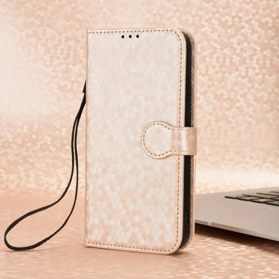 Etui z klapką do Xiaomi Redmi 15C 4G/LTE, Wallet Rhombus, złote