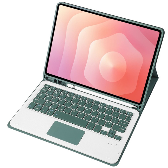 Etui z klawiaturą Bluetooth i touchpadem do Samsung Galaxy Tab S11 – zielone