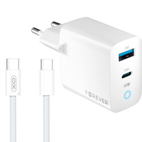 Forever Ładowarka Sieciowa 65W GaN 1x USB-C 1x USB-A + Kabel USB-C 1M