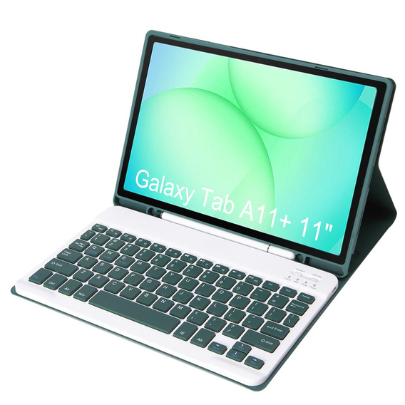 Etui z klawiaturą do Samsung Galaxy Tab A11+, Leather Pen Slot, zielone