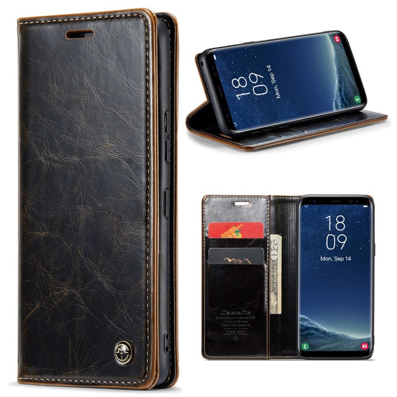 Etui z klapką CASEME do Samsung Galaxy S8+ Plus, Waxy Textured, kawowe