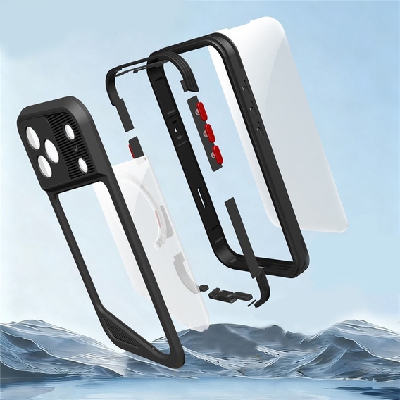 Etui Wodoodporne IP68 do iPhone 17 Pro Max, SHELLBOX GTM MagSafe, czarne