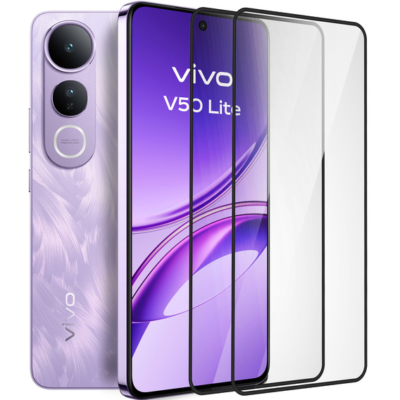 2x Szkło Hartowane do Vivo V50 Lite 4G / 5G, ERBORD 3D pełne, szybka na cały ekran