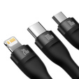 Baseus kabel 3w1 Flash II USB + USB-C do Lightning / USB-C / microUSB, 1,5 m, 3,5 A, 100 W - czarny 