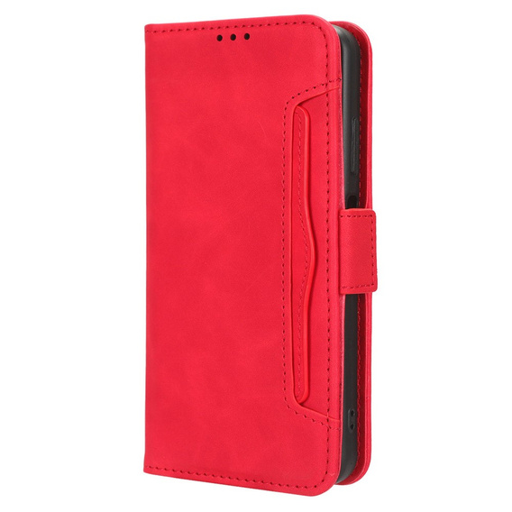 Etui z klapką do Motorola Moto E14, Card Slot, czerwone