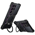 Etui do Samsung Galaxy S25 Ultra, Kickstand Bumper, z osłoną obiektywu, do MagSafe, czarne / fioletowe