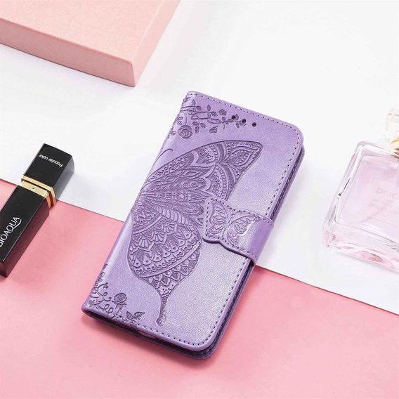 Etui z klapką do Motorola Moto G85, Butterfly, fioletowe