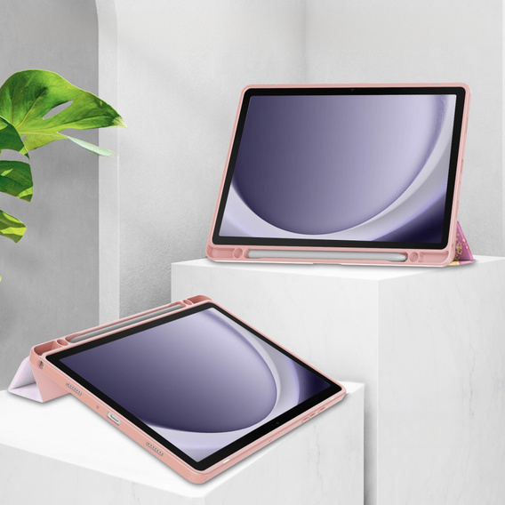 Stylowe etui do Samsung Galaxy Tab A9+ – Smartcase Hybrid Marble różowe
