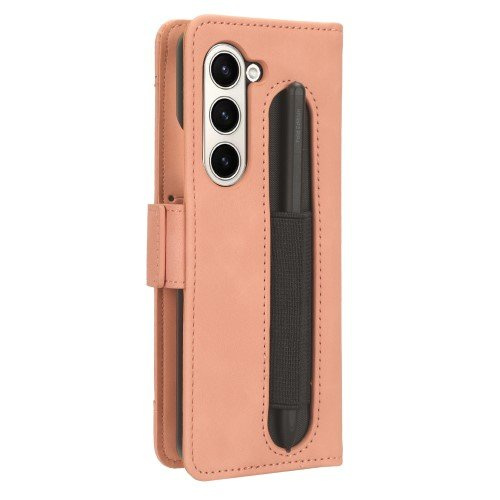 Etui z klapką do Samsung Galaxy Z Fold 5 5G, Card Slot, różowe