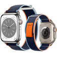 Pasek Nylonowy do Apple Watch 1/2/3/4/5/6/7/8/9/10/11/SE Ultra 1/2/3 42/44/45/46/49mm, Granatowy/Pomarańczowy