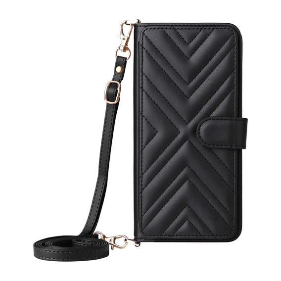 Etui z klapką do Xiaomi Poco F7 Ultra, Crossbody Leather Wallet, czarne