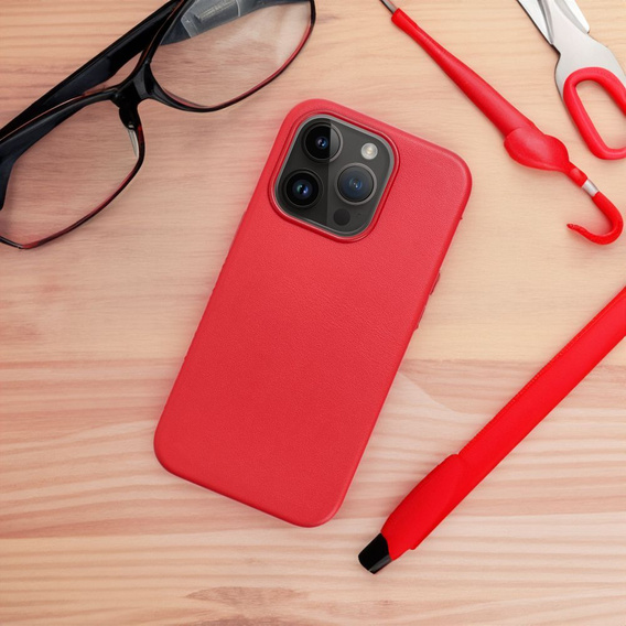 Etui Leather Mag Cover do iPhone 15 Pro Max, czerwone