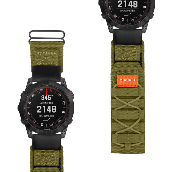 Pasek Nylonowy ERBORD Runner Quickfit do Garmin Fenix 5/6/6 PRO/7 Forerunner 965/955/945, Zielony