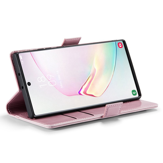 Etui z klapką CASEME do Samsung Galaxy Note 10 Plus, Waxy Textured, różowe