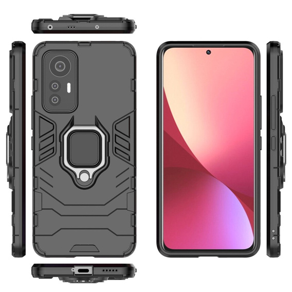 Etui do Xiaomi 12 Lite, pancerne z ringiem, czarne