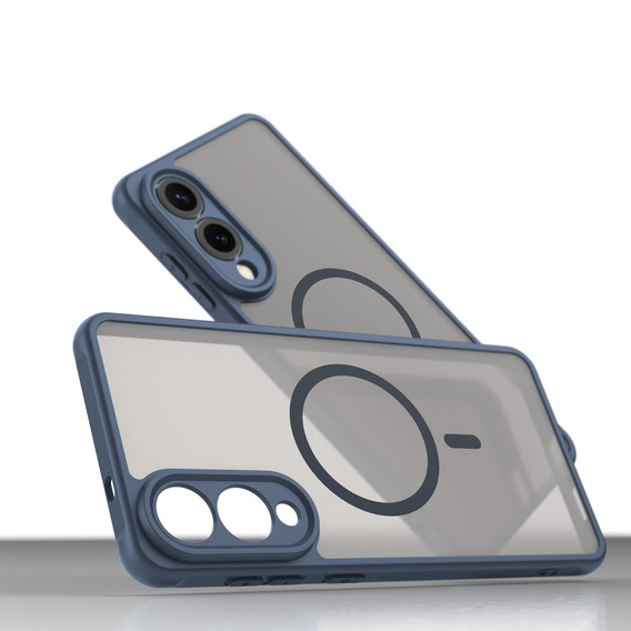 Etui do Samsung Galaxy S25 Edge, Kickstand Matt Case, do MagSafe, niebieskie + Szkło na ekran