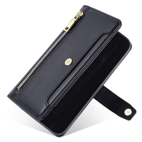 Etui z klapką do Realme 12, Wallet Zipper Pocket, czarne