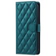 Etui z klapką do Xiaomi Redmi Note 13 Pro 4G / Xiaomi Redmi Note 14S / Xiaomi Poco M6 Pro 4G, Rhombus Crossbody Leather, ciemnozielone