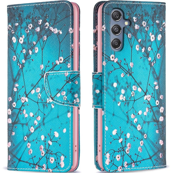 Etui z klapką do Samsung Galaxy M34, Wallet, Sakura niebieskie