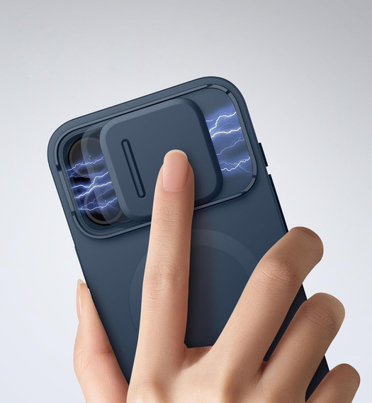 SURITCH etui ochronne do iPhone 16 Pro Max, z osłoną kamery i podstawką - niebieskie