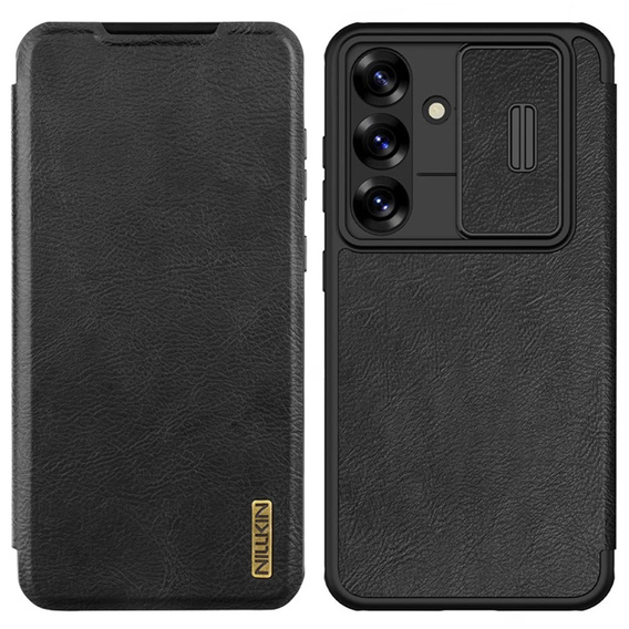 Etui z klapką NILLKIN do Samsung Galaxy A56 5G, CamShield Qin Pro, skórzane, czarne