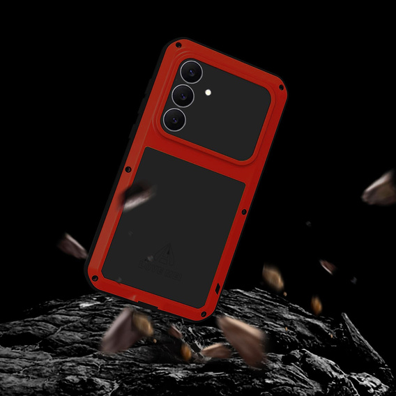 Etui Love Mei do Samsung Galaxy S25 FE, pancerne ze szkłem, czerwone