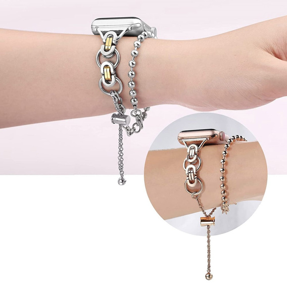 Kobieca bransoleta do Apple Watch 1/2/3/4/5/6/7/8/9/10/11/SE Ultra 1/2/3 42/44/45/46/49mm, Różowe złoto