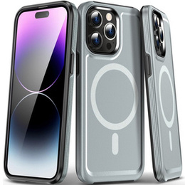 Etui magnetyczne MagGuard do iPhone 15 Pro, MagSafe, srebrne