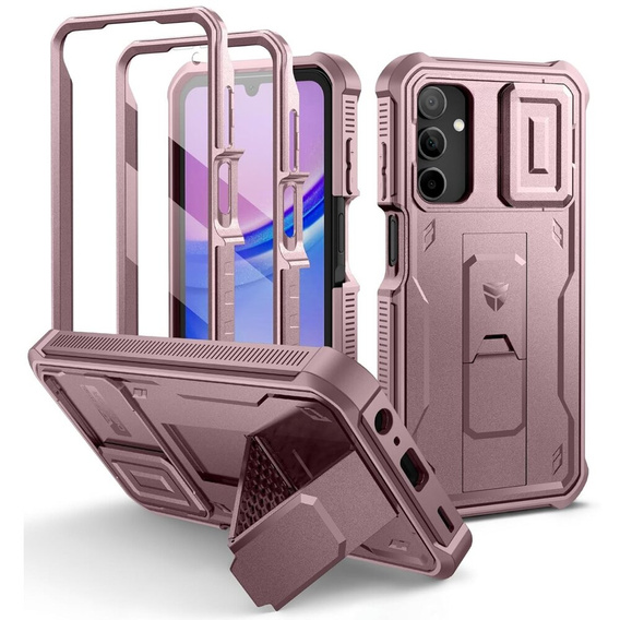 Etui pancerne do Samsung Galaxy A15, Dexnor Full Body (Two Frames), różowe