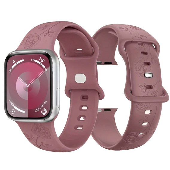 Pasek Silikonowy do Apple Watch 1/2/3/4/5/6/7/8/9/10/11/SE Ultra 1/2/3 42/44/45/46/49mm, Rose, Fioletowy