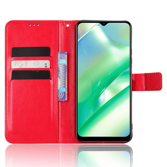 Etui z klapką do Realme C33, Crazy Horse Wallet, czerwone