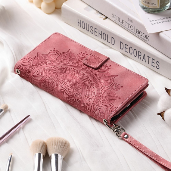 Etui z klapką do Xiaomi Redmi Note 13 Pro 4G / Xiaomi Redmi Note 14S / Xiaomi Poco M6 Pro 4G, Mandala, różowe rose gold