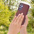 Etui skórzane do Samsung Galaxy A25 5G, Obudowa Lychee leather Case, bordowe + Szkło 9H