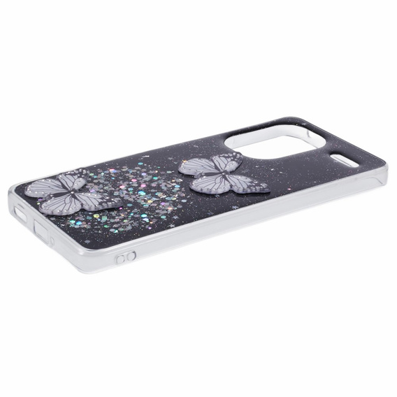 Etui do Xiaomi Redmi Note 13 Pro+, Glitter Butterfly, czarne