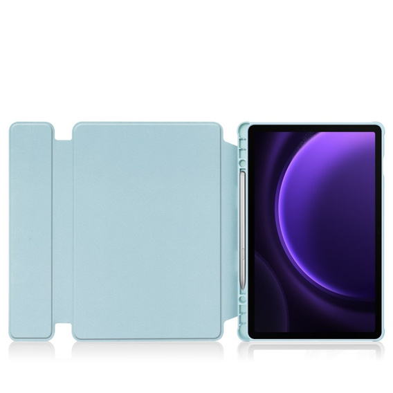 Etui z klawiaturą do Samsung Galaxy Tab S9 FE+ Plus, Rotary 360° Leather, jasnoniebieskie