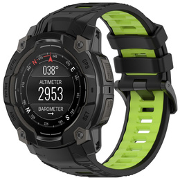 Pasek silikonowy do Garmin Instinct 3 Solar / Instinct 3 AMOLED 50mm – dwukolorowy, czarno-zielony