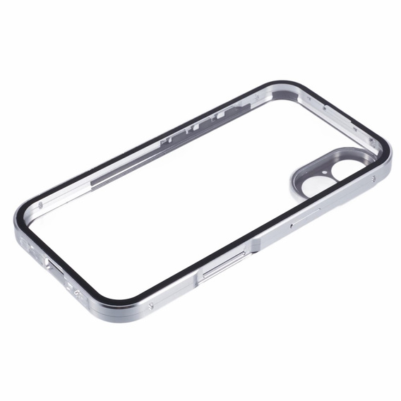 Etui do iPhone 16, Magnetic Dual Glass, srebrne