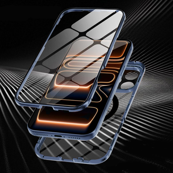 Etui do iPhone 17 Pro Max, Magnetic Dual Glass, do MagSafe, niebieskie