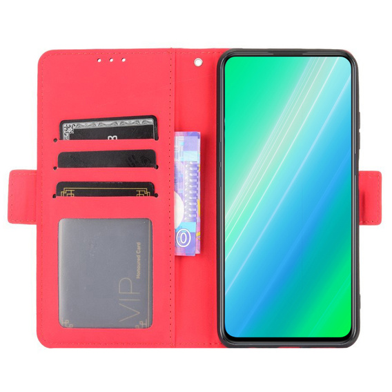 Etui z klapką do Xiaomi Redmi 12, Card Slot, czerwone