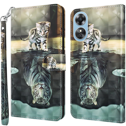 Etui z klapką do Oppo A17, Wallet, Cat & Tiger