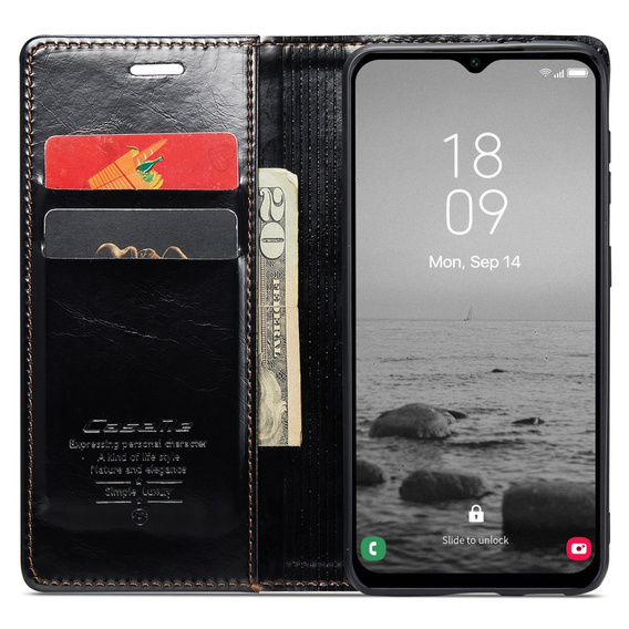 Etui z klapką CASEME do Samsung Galaxy A34 5G, Waxy Textured, czarne